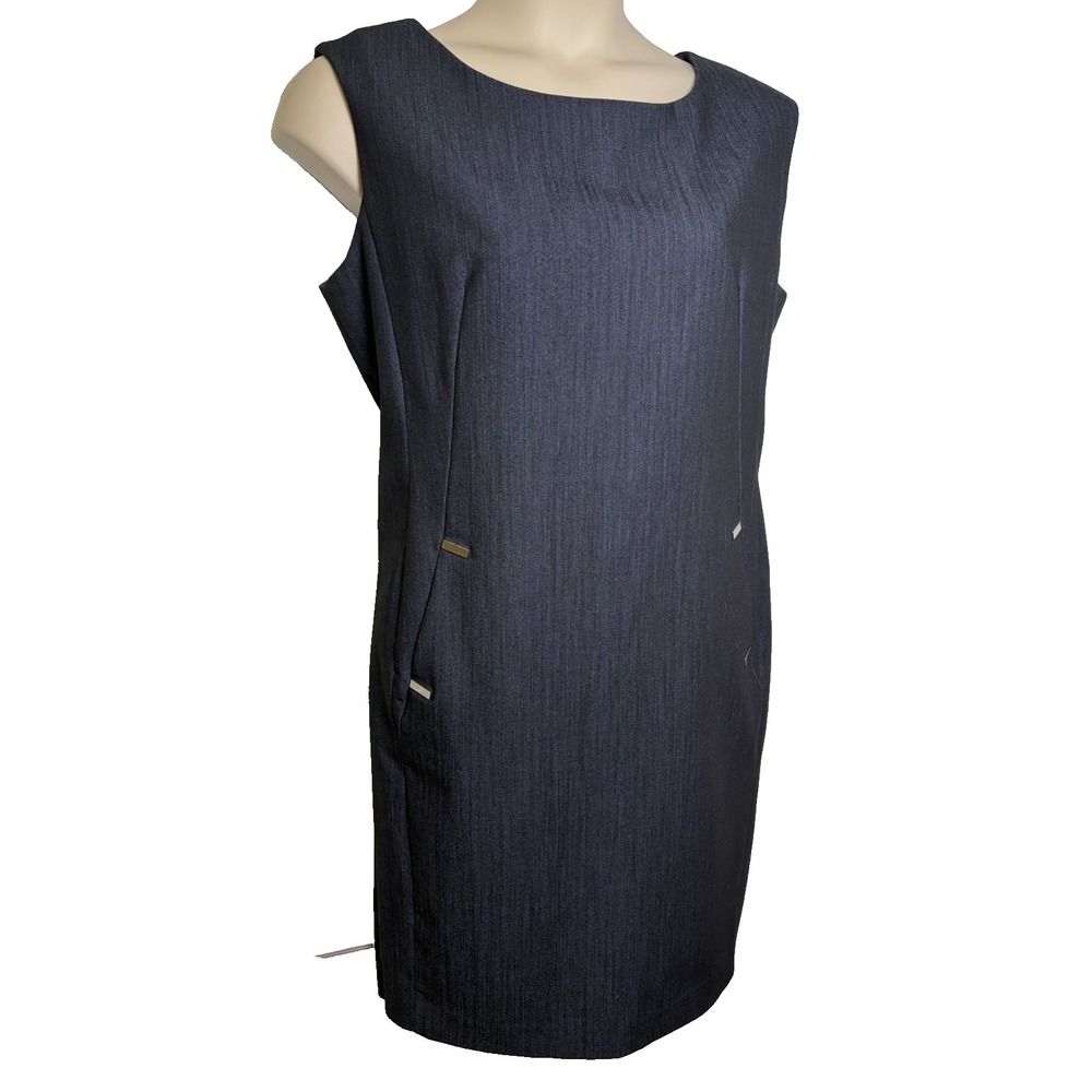 Calvin Klein Sleeveless Gray Sheath Dress~16~Office to Dinner Classic Minimalist